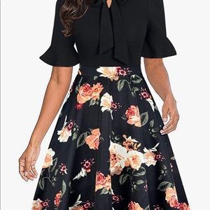 Black floral dress; size XL; NWT